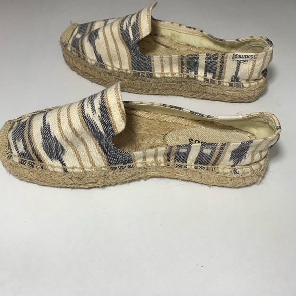 Soludos ikat Southwest espadrilles blue tan 5 - Picture 5 of 9